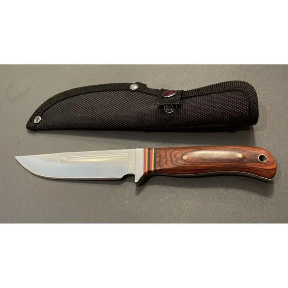 Blackhills Steel Pakkawood Handle Hunter Bowie 8” Hunting Knife Nylon Sheath NEW - Picture 1 of 4